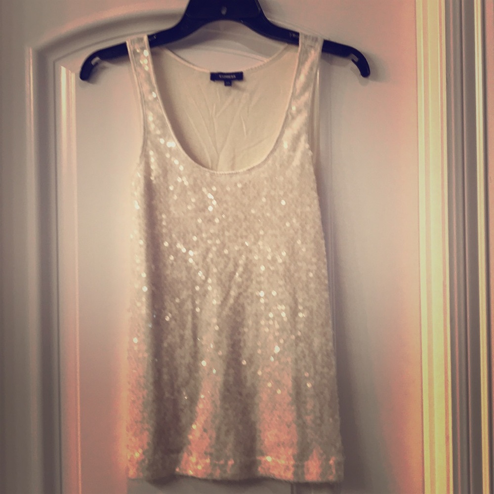 NWOT Express Cream Sequin Tank - XS